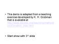 This demo is adapted from a teaching exercise developed by K. H. Grobman that is available at http:w PowerPoint PPT Presentation