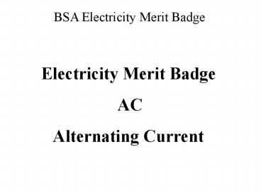 Electricity Merit Badge Class 2