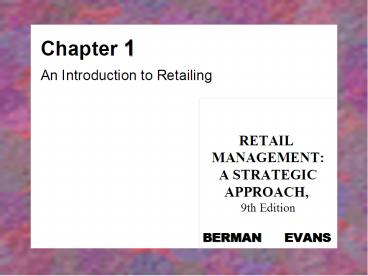 An Introduction to Retailing