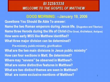 BI 32383338 WELCOME TO THE GOSPEL OF MATTHEW