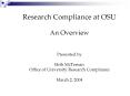 Research Compliance at OSU PowerPoint PPT Presentation