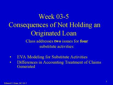 Week 035 Consequences of Not Holding an Originated Loan
