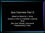 Java Overview Part II