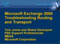 Microsoft Exchange 2000 Troubleshooting Routing and Transport Tom Jones and Shane Davenport PSS Supp PowerPoint PPT Presentation