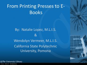 From Printing Presses to EBooks
