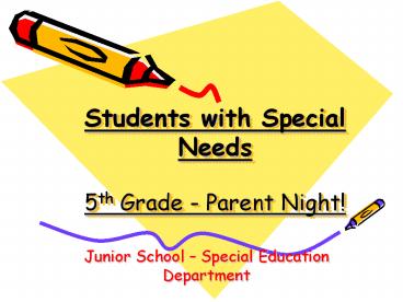Students with Special Needs 5th Grade Parent Night