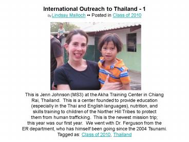 International Outreach to Thailand 1