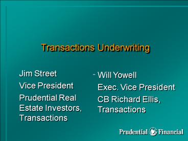 Transactions Underwriting