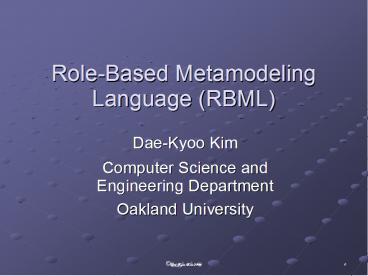 RoleBased Metamodeling Language RBML
