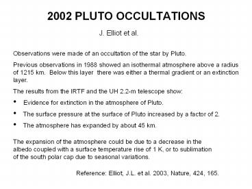 2002 PLUTO OCCULTATIONS