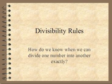 Divisibility Rules