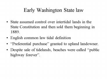 Early Washington State law