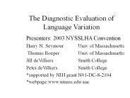 The Diagnostic Evaluation of Language Variation