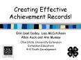 Creating Effective Achievement Records PowerPoint PPT Presentation
