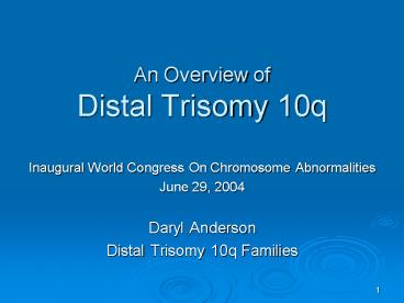 An Overview of Distal Trisomy 10q
