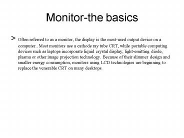 Monitorthe basics