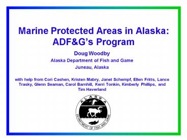 Marine Protected Areas in Alaska: ADF