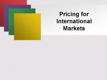 Ch 18 International Pricing