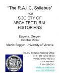The R.A.I.C. Syllabus FOR SOCIETY OF ARCHITECTURAL HISTORIANS Eugene, Oregon October 2004 Martin Seg PowerPoint PPT Presentation