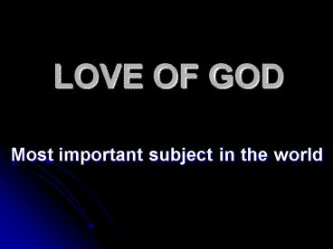LOVE OF GOD