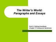 The Writers World: Paragraphs and Essays
