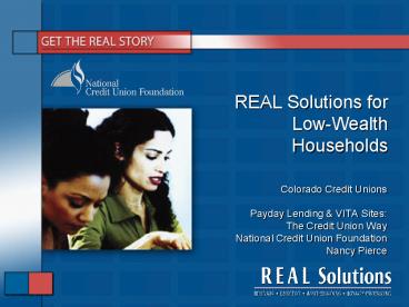 REAL Solutions for Low-Wealth Households