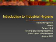 Introduction to Industrial Hygiene