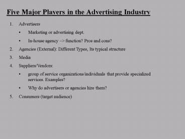 Five Major Players in the Advertising Industry