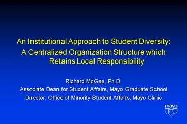 An Institutional Approach to Student Diversity: