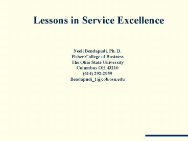 Lessons in Service Excellence