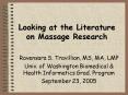 Looking at the Literature on Massage Research PowerPoint PPT Presentation