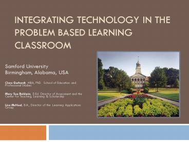 Integrating Technology in the Problem Based Learning Classroom