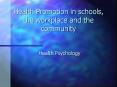 Health Promotion in schools, the workplace and the community PowerPoint PPT Presentation