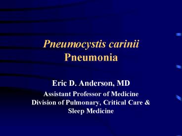 Pneumocystis carinii Pneumonia