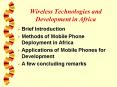 Wireless Technologies and Development in Africa PowerPoint PPT Presentation