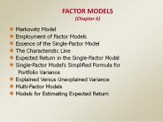 FACTOR MODELS (Chapter 6)