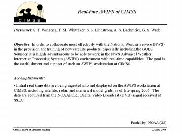 CIMSS Board of Directors Meeting 22 June 2005