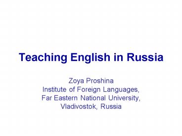 Teaching English in Russia