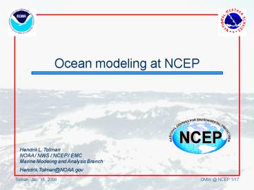 Ocean modeling at NCEP