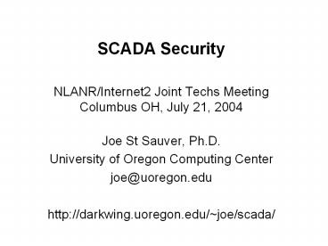 SCADA Security
