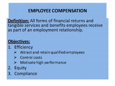 EMPLOYEE COMPENSATION