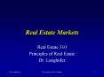 Real Estate Markets PowerPoint PPT Presentation