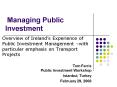 Managing Public Investment PowerPoint PPT Presentation