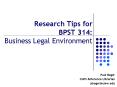 Research Tips for BPST 314: Business Legal Environment PowerPoint PPT Presentation