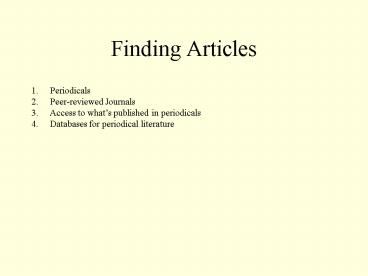 Finding Articles