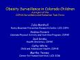 Obesity Surveillance in Colorado Children A project of the COPAN Surveillance and Evaluation Task Fo PowerPoint PPT Presentation