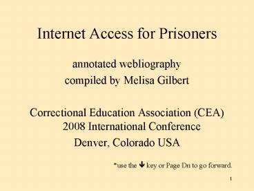 Internet Access for Prisoners