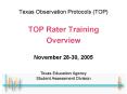 Texas Observation Protocols TOP TOP Rater Training Overview November 2830, 2005 PowerPoint PPT Presentation