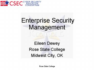 Enterprise Security Management