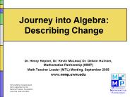 Journey into Algebra: Describing Change
